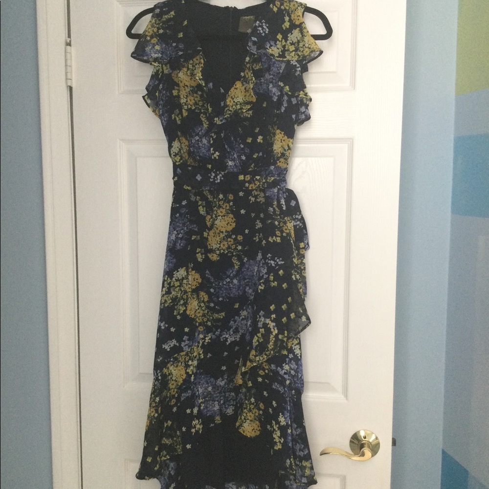 Taylor high low navy floral dress